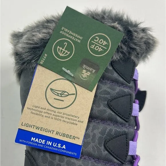 Kamik Snow Gyspy 3 Toddler Purple Gray Animal Print Waterproof Winter Snow Boots