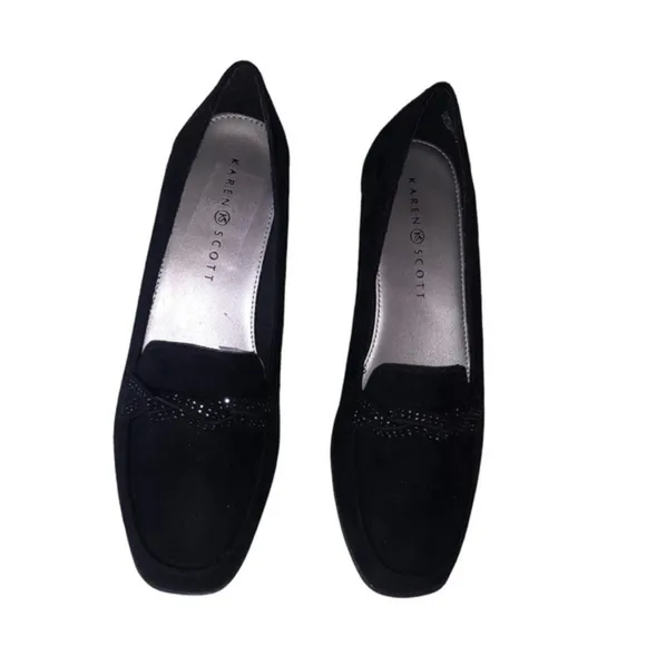 Karen Scott Womens Closed Toe Slip-on Joonne Loafer Shoes Black Micro 9.5 M NWT