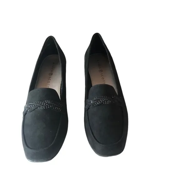 Karen Scott Womens Closed Toe Slip-on Joonne Loafer Shoes Black Micro 9.5 M NWT