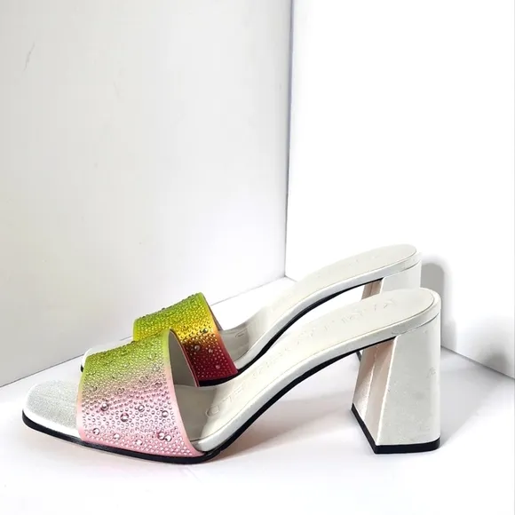 KARL LAGERFELD Women's Multi-Color Pera Rhinestone Slide Sandal Size 9.5