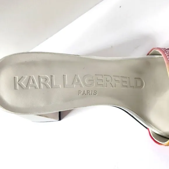 KARL LAGERFELD Women's Multi-Color Pera Rhinestone Slide Sandal Size 9.5