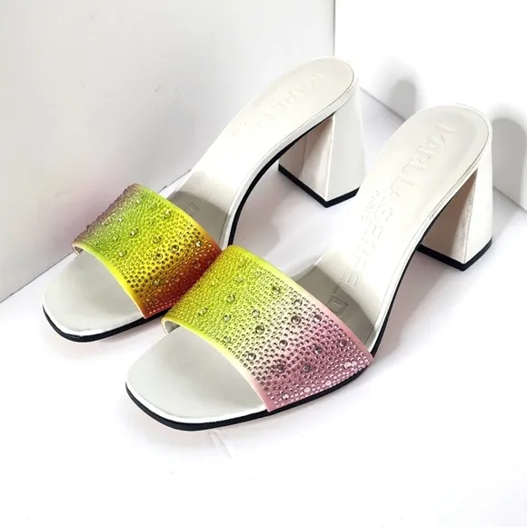 KARL LAGERFELD Women's Multi-Color Pera Rhinestone Slide Sandal Size 9.5