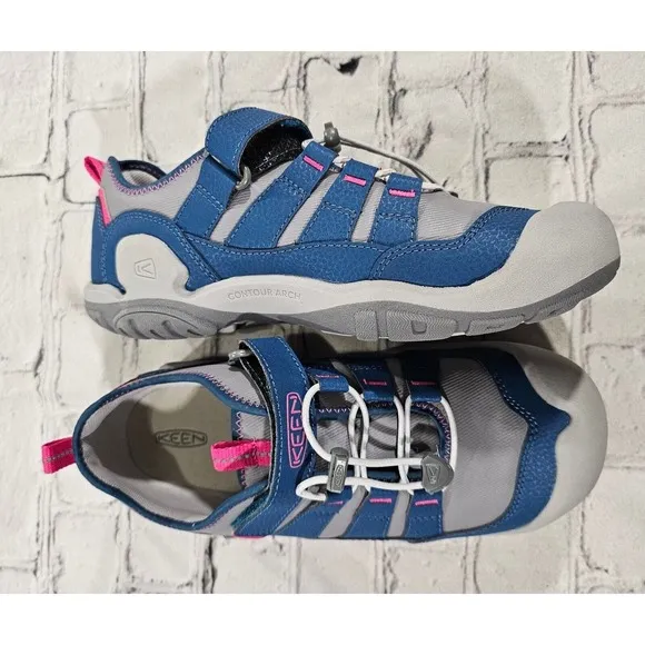 Keen Knotch Hollow Trail Hiking Water Shoes Lace Lock Blue Grey YOUTH SIZE 5