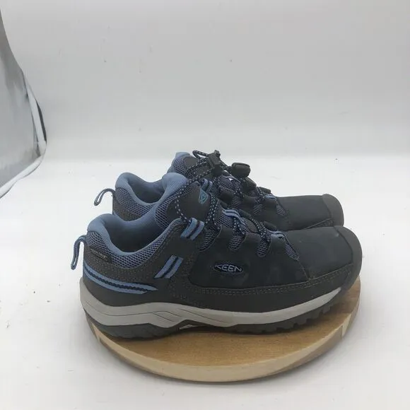 Keen Targee Mid Hiking Shoes Boys 3 Grey Blue Leather Climbing Waterproof Boots