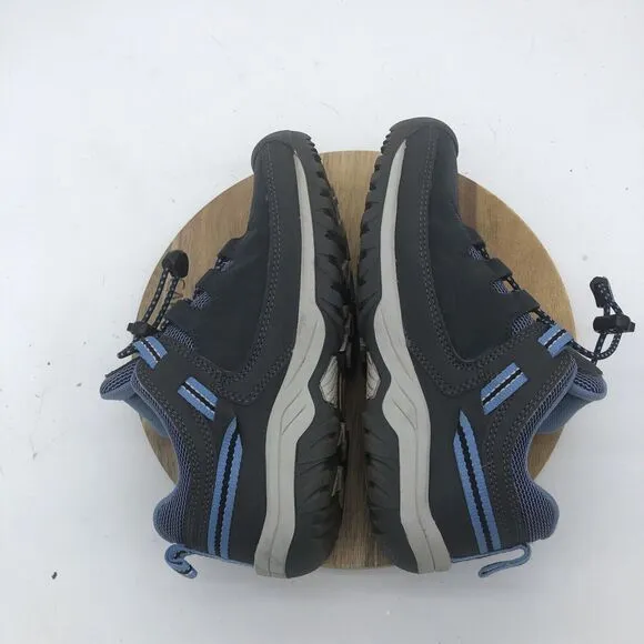 Keen Targee Mid Hiking Shoes Boys 3 Grey Blue Leather Climbing Waterproof Boots