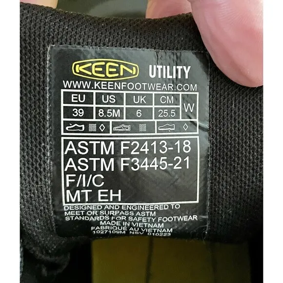 Keen Vista Energy Shoes Black F2413-18 Carbon Fiber Safety Toe Size 8.5