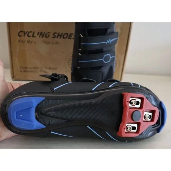 Kescoo Unisex Sz 43 US Men's Sz 9 Women's Sz 11 Black/Blue Cycling Shoes $109 