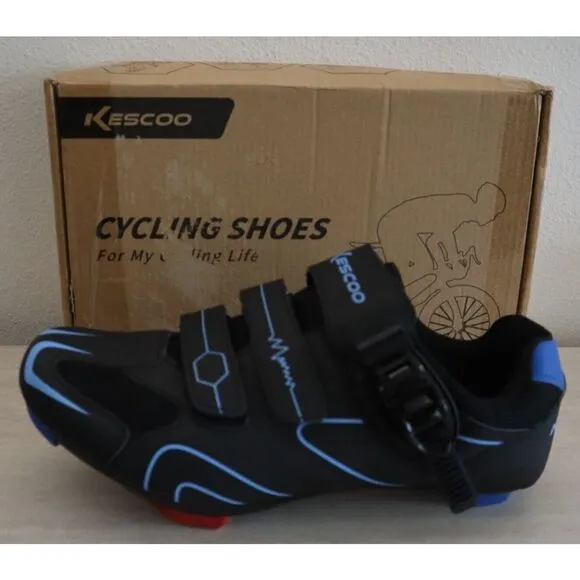Kescoo Unisex Sz 43 US Men's Sz 9 Women's Sz 11 Black/Blue Cycling Shoes $109 