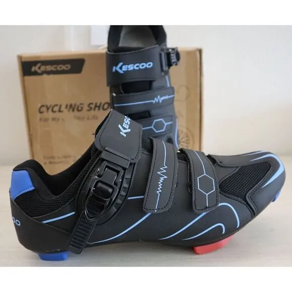 Kescoo Unisex Sz 43 US Men's Sz 9 Women's Sz 11 Black/Blue Cycling Shoes $109 