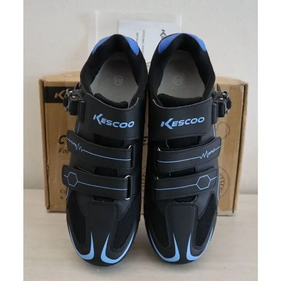 Kescoo Unisex Sz 43 US Men's Sz 9 Women's Sz 11 Black/Blue Cycling Shoes $109 