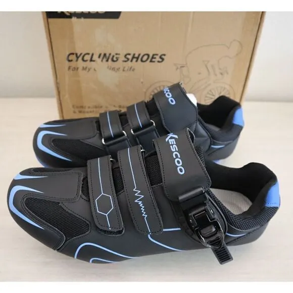Kescoo Unisex Sz 43 US Men's Sz 9 Women's Sz 11 Black/Blue Cycling Shoes $109 