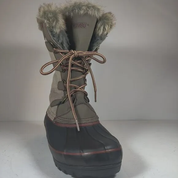 Khombu Womens North Star Waterproof Winter Boots Tan Sz 9, Leather, Fur inside.
