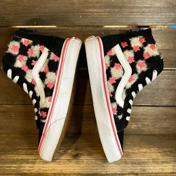 Kids Girls Vans Sk8 Hi Sherpa Floral Checkerboard Skate Sneakers Shoes Size 12 C
