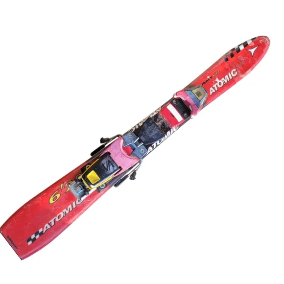 Kids Ski Boots and Skis - Red and Gray