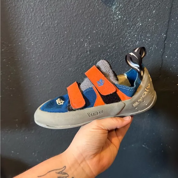Kids Trax Blue and Orange Velcro Strap Climbing Shoes