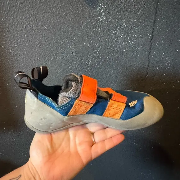 Kids Trax Blue and Orange Velcro Strap Climbing Shoes
