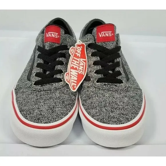 Kids Vans Ward Skate Shoes Sneakers Soft Textile Black White Youth Size 7