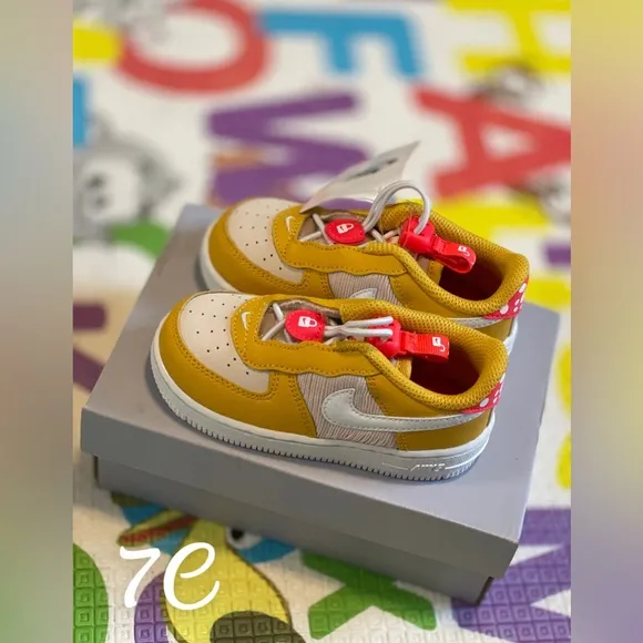 Kids Yellow and Beige Air Force 1 Toggle