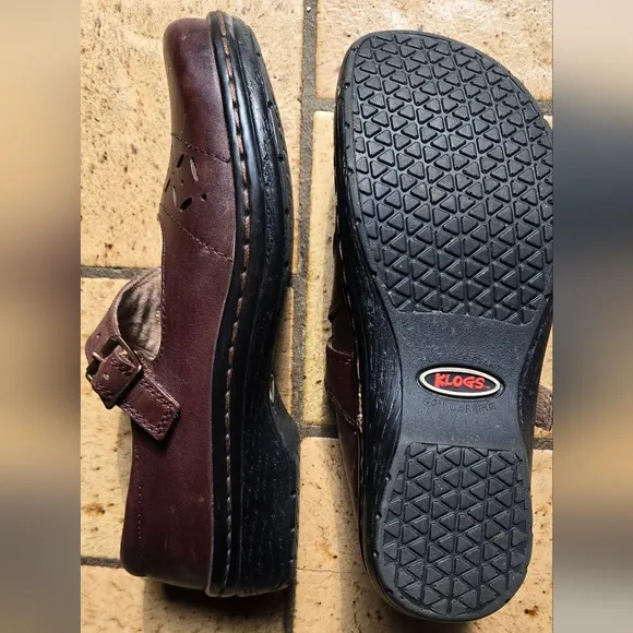 Klogs Brown/burgundy Leather Mary Jane Shoes sz7