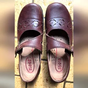 Klogs Brown/burgundy Leather Mary Jane Shoes sz7