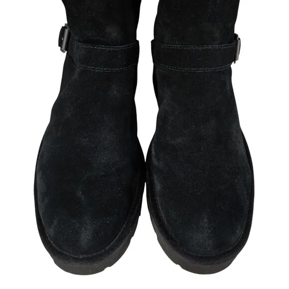 Koolaburra Ugg Kelissa Tall Boots US 11 Women Black Suede Faux Fur Strap Buckle
