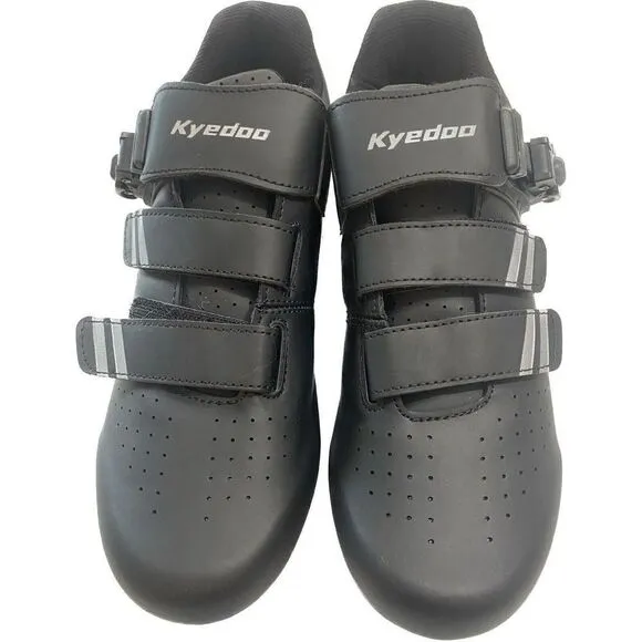 Kyedoo Women 11/Men 8/EU 42 Cycling Shoes Black/Silver W/ Pelaton Cleats NEW