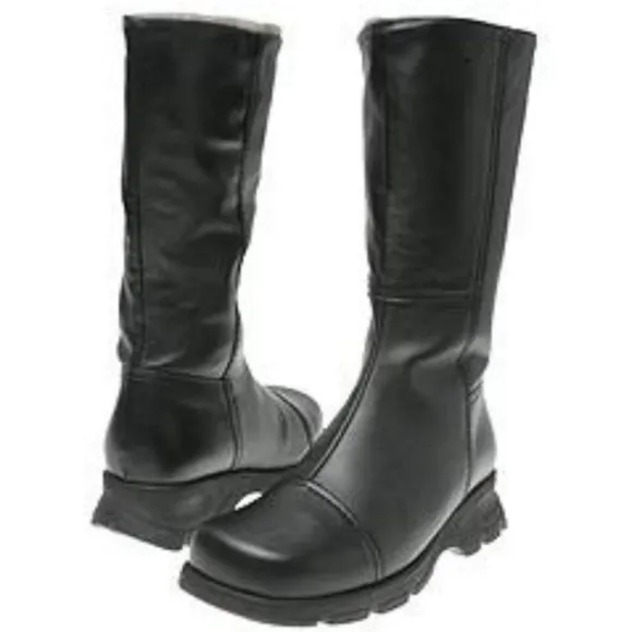 La CANADIENNE Shearling Fur Black Leather Alexa Alex Winter Snow Rain Boots 8.5