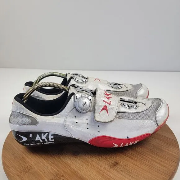 Lake CX401 SPDPLY Carbon Cycling Shoes White/Red BOA EU 45 10.5-11 US