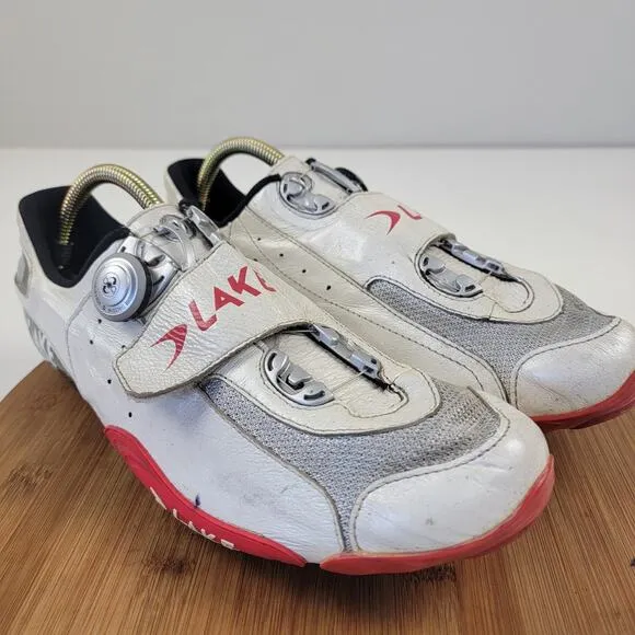 Lake CX401 SPDPLY Carbon Cycling Shoes White/Red BOA EU 45 10.5-11 US