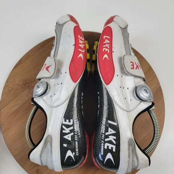 Lake CX401 SPDPLY Carbon Cycling Shoes White/Red BOA EU 45 10.5-11 US