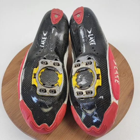 Lake CX401 SPDPLY Carbon Cycling Shoes White/Red BOA EU 45 10.5-11 US