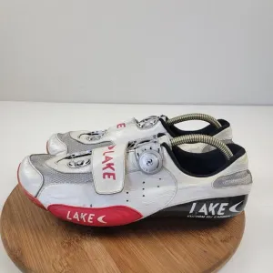 Lake CX401 SPDPLY Carbon Cycling Shoes White/Red BOA EU 45 10.5-11 US