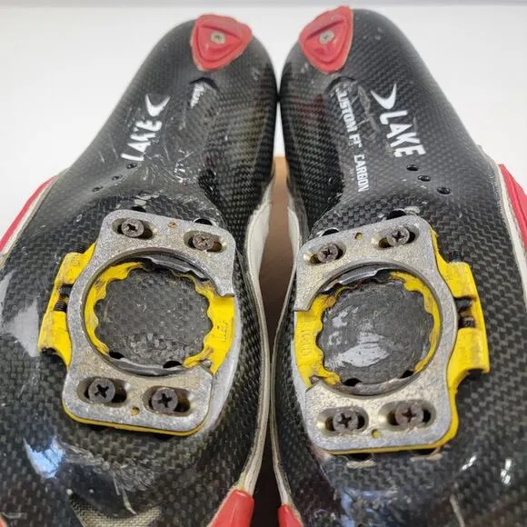 Lake CX401 SPDPLY Carbon Cycling Shoes White/Red BOA EU 45 10.5-11 US