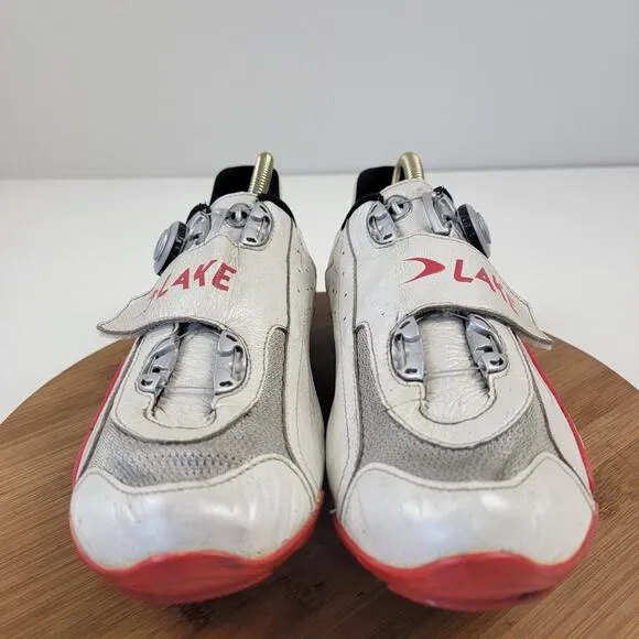 Lake CX401 SPDPLY Carbon Cycling Shoes White/Red BOA EU 45 10.5-11 US