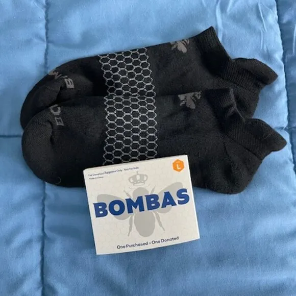 Large Bombas Ankle Socks x 10 pairs BUNDLE Black NEW LOT UNISEX MENS ATHLETIC
