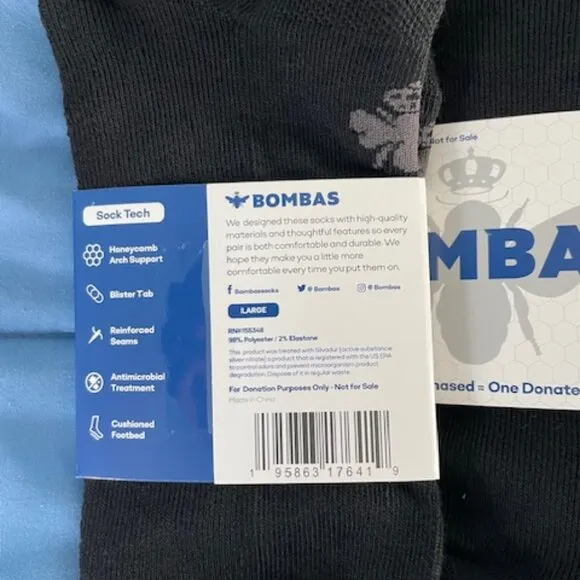 Large Bombas Ankle Socks x 10 pairs BUNDLE Black NEW LOT UNISEX MENS ATHLETIC