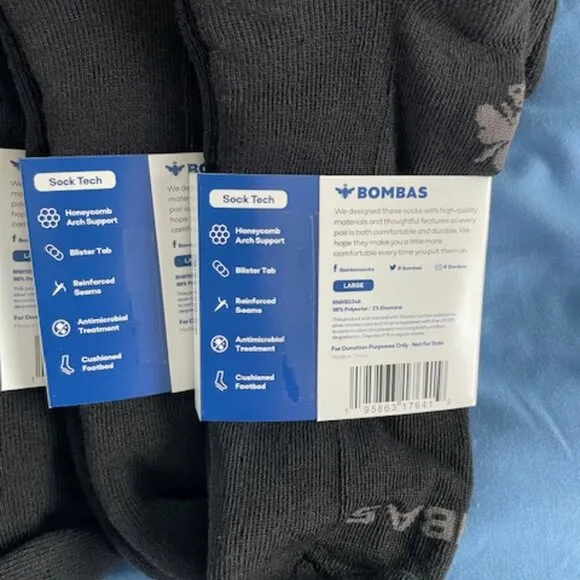 Large Bombas Ankle Socks x 10 pairs BUNDLE Black NEW LOT UNISEX MENS ATHLETIC