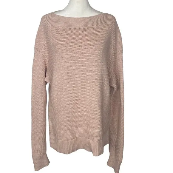 LAUREN RALPH LAUREN Cable Knit Sweater Pale Pink L 67-1
