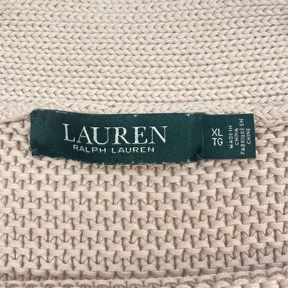 LAUREN RALPH LAUREN Cable Knit Sweater Pale Pink L 67-1