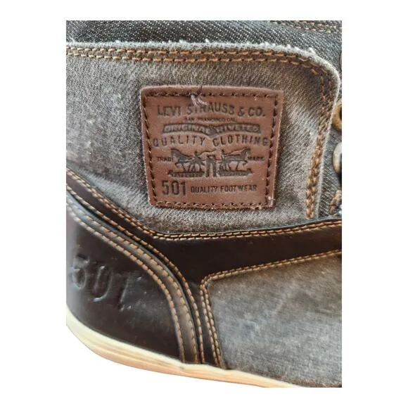 Levi Strauss &amp; co. 501 mens hi-top shoes sz 9.5 black &amp; gray sneaker