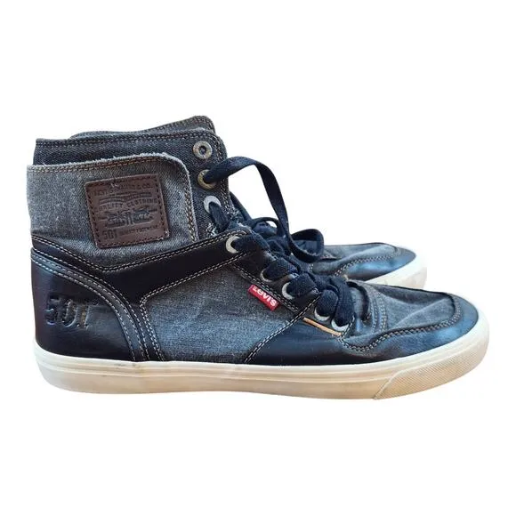 Levi Strauss &amp; co. 501 mens hi-top shoes sz 9.5 black &amp; gray sneaker