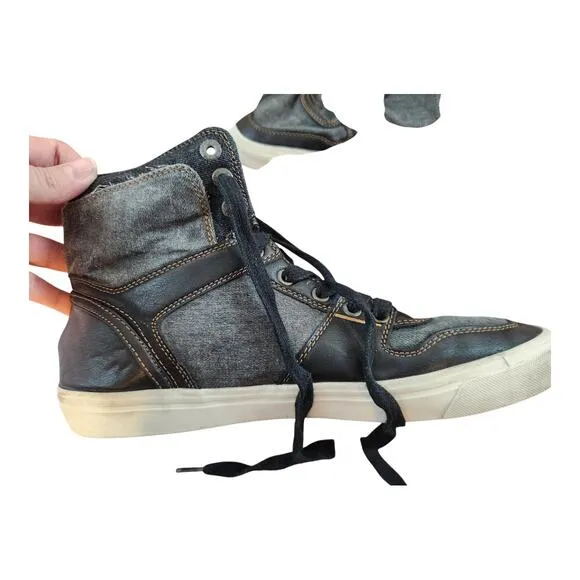 Levi Strauss &amp; co. 501 mens hi-top shoes sz 9.5 black &amp; gray sneaker