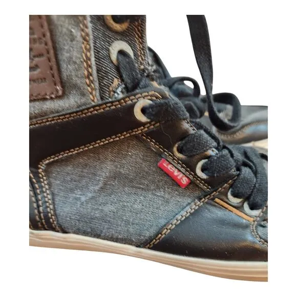 Levi Strauss &amp; co. 501 mens hi-top shoes sz 9.5 black &amp; gray sneaker