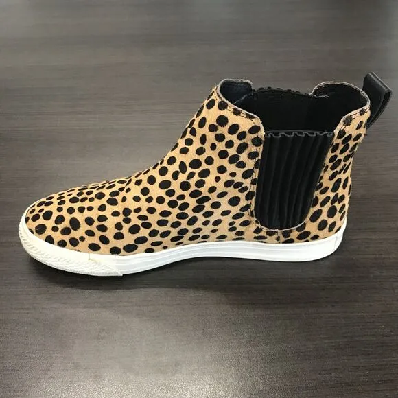 Loeffler Randall Tan Black Cheetah Animal Print Calf Hair High Top Sneaker 9.5