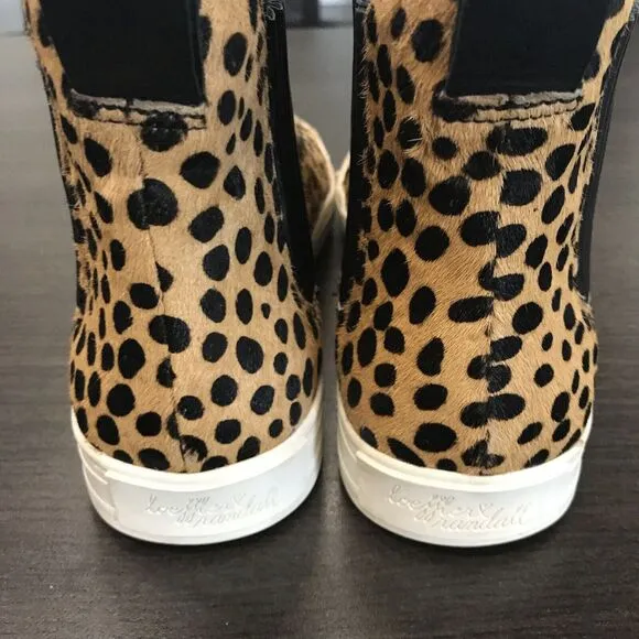 Loeffler Randall Tan Black Cheetah Animal Print Calf Hair High Top Sneaker 9.5
