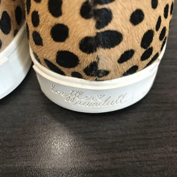 Loeffler Randall Tan Black Cheetah Animal Print Calf Hair High Top Sneaker 9.5