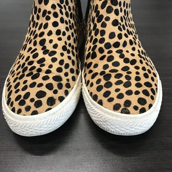 Loeffler Randall Tan Black Cheetah Animal Print Calf Hair High Top Sneaker 9.5