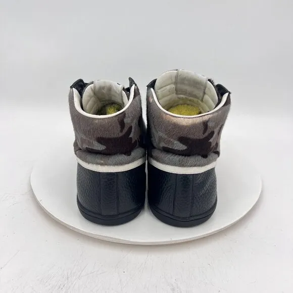 Louis Vuitton Men Size UK 10 US 11 Camo X Black Leather Calf Hair High Top Shoes