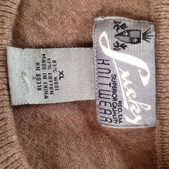 Lucky brand brown pullover cotton wool knit wear sweater skull wings vintage NEW