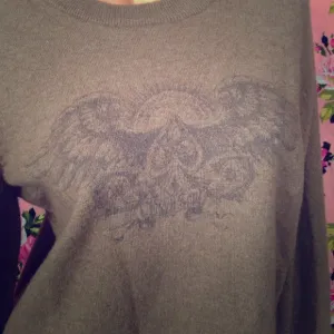 Lucky brand brown pullover cotton wool knit wear sweater skull wings vintage NEW